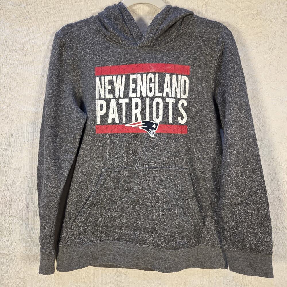 New England Patriots Hoodie Gen2‎ Gray Pullover Sweatshirt NFL Football Youth L